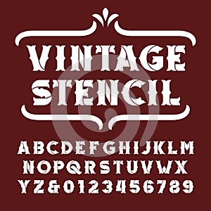 Vintage stencil alphabet font photo