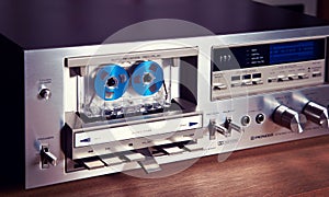 Vintage stereo cassette tape deck player recorder front panel an