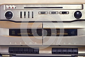 Vintage stereo radio cassette player, detail