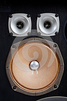 Vintage stereo speaker on a white background