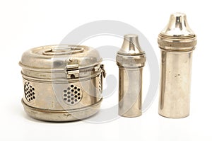 Vintage sterilisation container on white background
