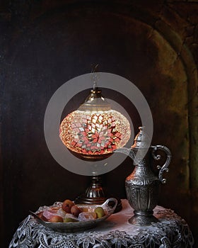 Vintage still life with a desk lamp