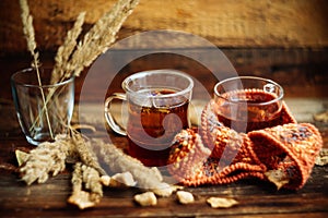 Vintage still life details, cup of coffee,paper note and pencil