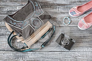 Vintage still life of random objects woman/girl