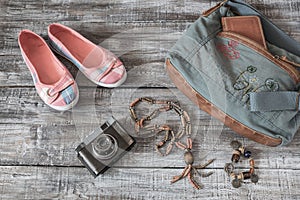 Vintage still life of random objects woman/girl