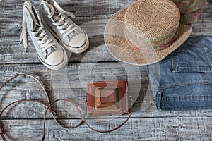 Vintage still life of random objects woman/girl