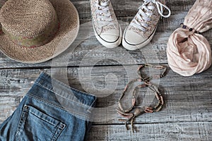 Vintage still life of random objects woman/girl