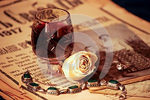 Vintage still life with wine