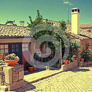 Vintage stone home in old Portugal village.