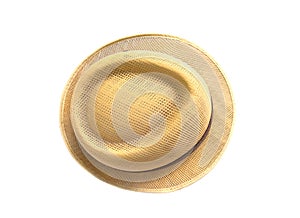 Vintage Straw hat fasion isolated on white background photo