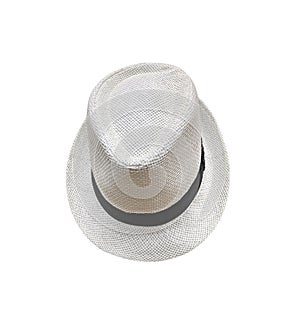 Vintage Straw hat fasion for man isolated on white background photo