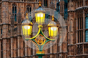 Vintage street lamp in the center of London, England, UK