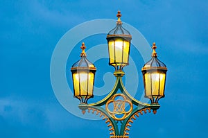 Vintage street lamp in the center of London, England, UK