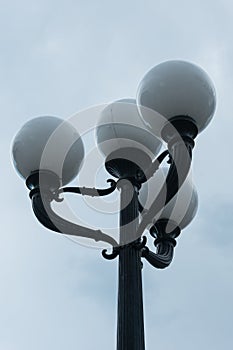 Vintage street lamp, four globes