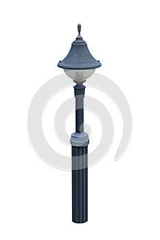 Vintage street lamp post isolated on white background