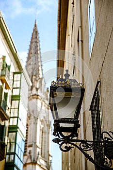 Vintage street lantern in Bilbao, Spain.