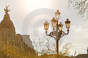 Vintage street lantern in Bilbao, Spain.