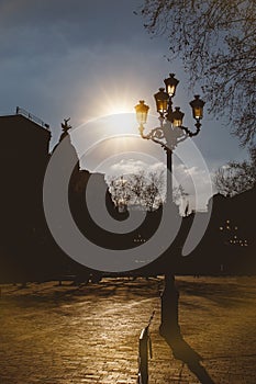 Vintage street lantern in Bilbao, Spain.