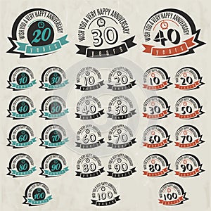 Vintage style anniversary sign collection.