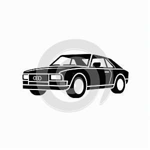 Vintage Style Audi Car Vector Illustration On White Background