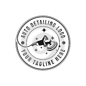 Vintage style auto polish detailing logo design