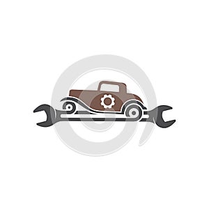 Vintage style of autoshop icon photo