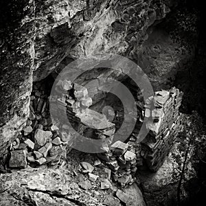 Vintage Style B&W Ancestral Puebloan Anasazi Ruin