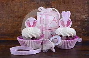 Vintage Style Baby Shower Cupcake and Gift Box