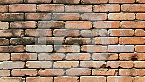 Old red bricks wall texture for background