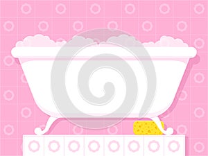 Vintage style bathtub with soapy bubbles photo