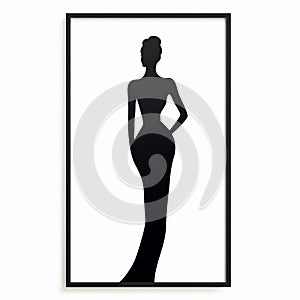 Minimalist Black And White Lady Silhouette Wall Art Print photo