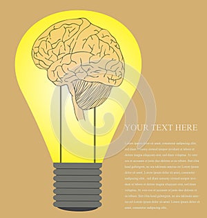 Vintage style of Brain in light bulb idea