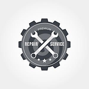 Vintage style car repair service label. Vector logo design template