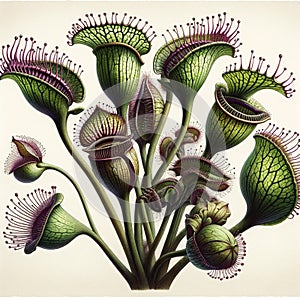 Vintage-Style Carnivorous Plant Illustration