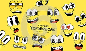 Vintage Style Cartoon Expressions And Faces