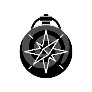 Vintage style compass black glyph icon