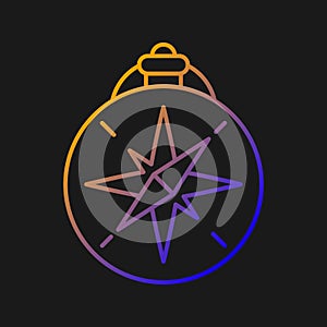 Vintage style compass gradient vector icon for dark theme