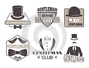 Vintage style design hipster gentleman vector illustration badge black silhouette element. photo