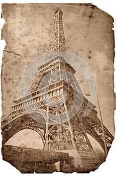 Vintage style Eiffel tower card