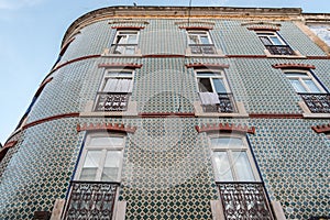 A vintage style faÃ§ade in the centre of Lisbon, Portugal