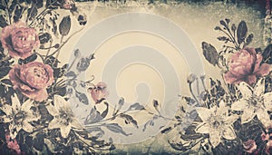 Vintage style floral frame background