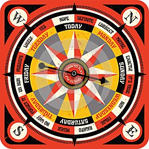 Vintage style game board with spinning arrow.