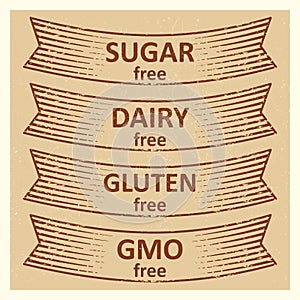 Vintage style gluten free, sugar free, dairy free banners design