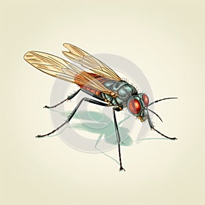 Vintage-style Gnat Illustration: Hyper-realistic Bug Art For Web Design