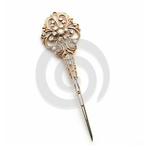 Vintage Style Gold Pin With Pearls And Diamonds
