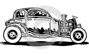 Vintage style Hotrod car illustration