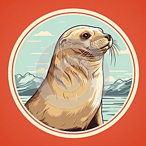 Arctic Seal Sticker - Retro Vintage Style With White Outline