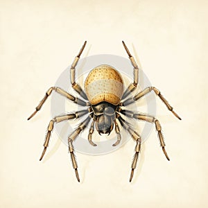 Vintage-style Illustration Of A Black And Yellow Spider