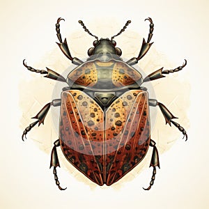 Vintage-style Illustration Of A Dark Brown Stink Bug