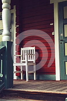 Vintage style image from the porch of a very old Swedish house.